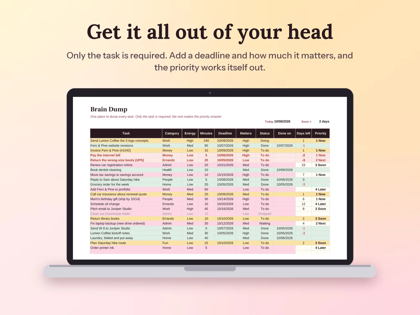 ADHD Life Planner & Daily Task Tracker: Get it all out of your head