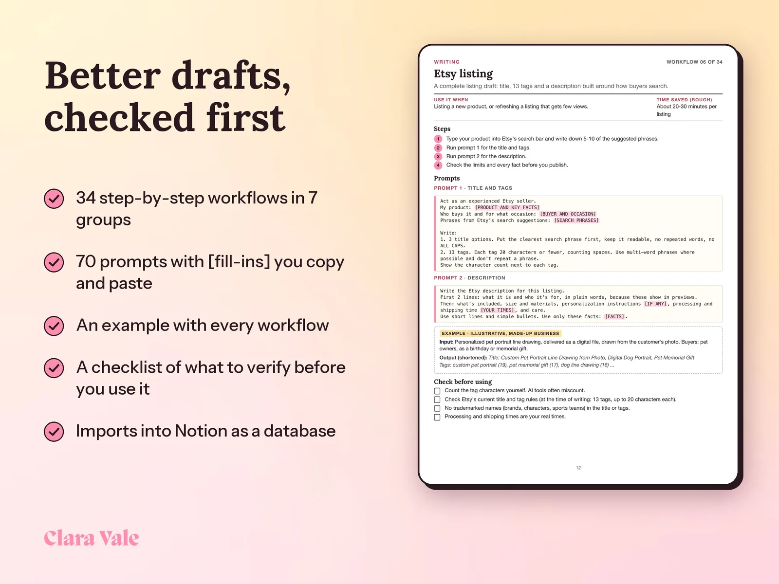 AI Prompt Library & Small Business Workflows: Better drafts, checked first