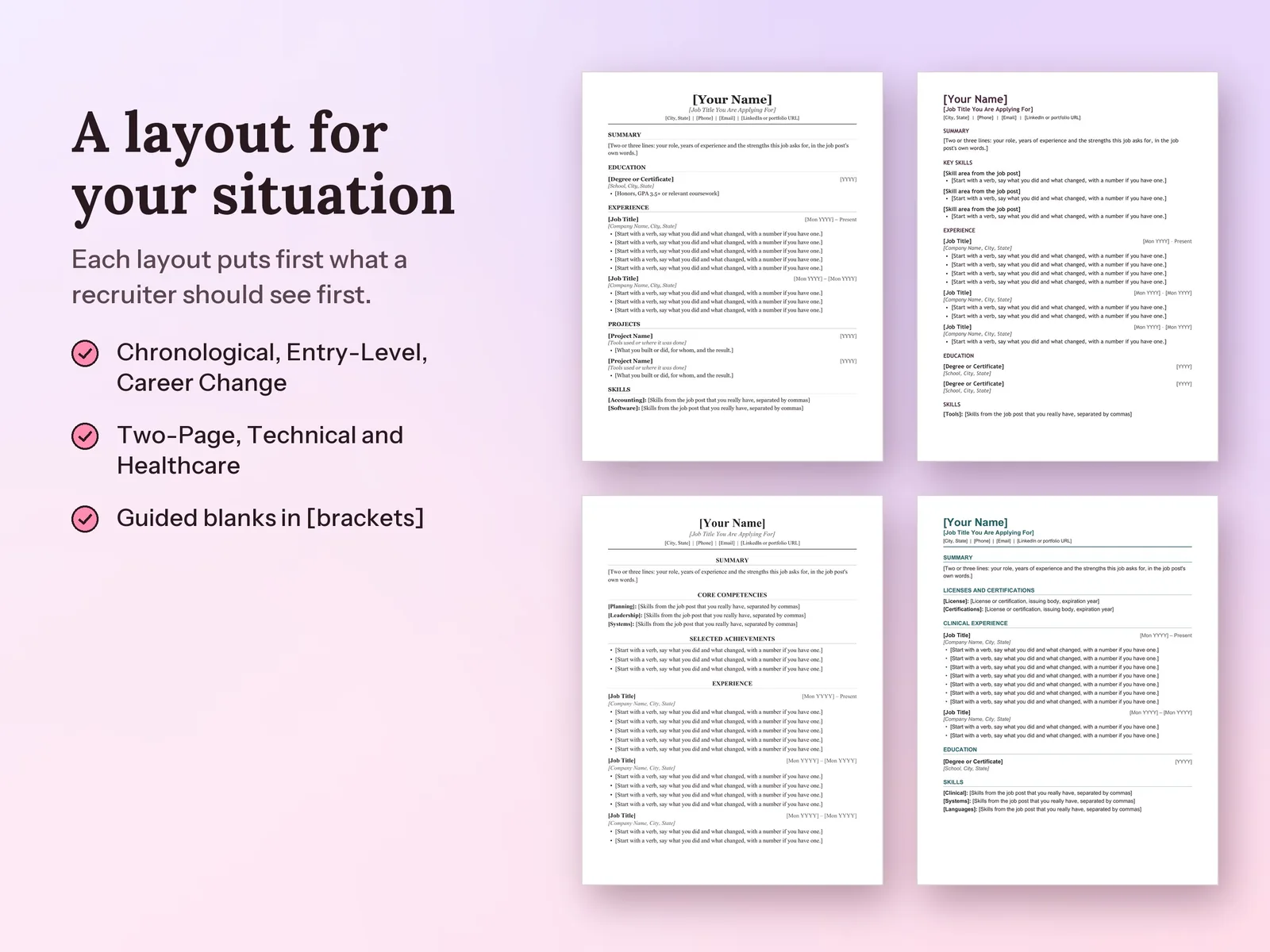 ATS Resume Templates for Word and Google Docs: A layout for your situation