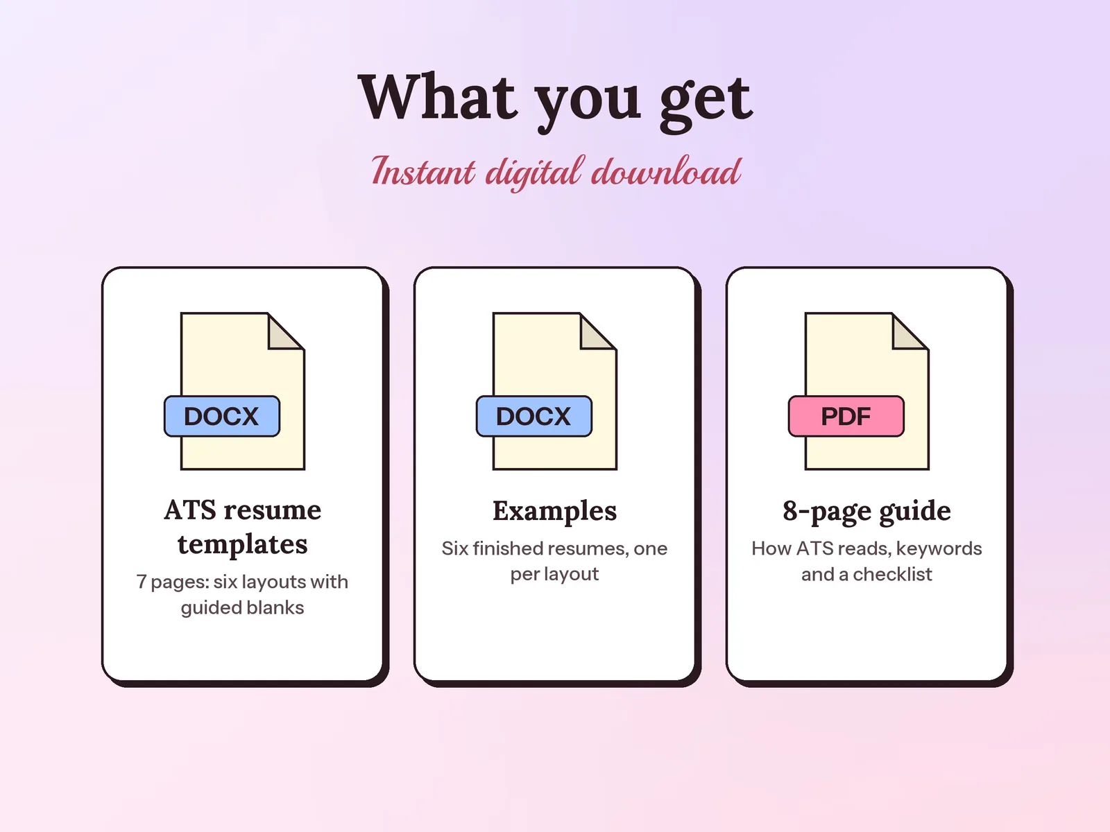 ATS Resume Templates for Word and Google Docs: what you get in the download