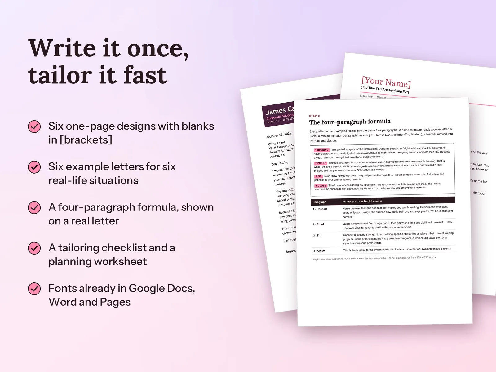 Cover Letter Templates for Google Docs: Write it once, tailor it fast