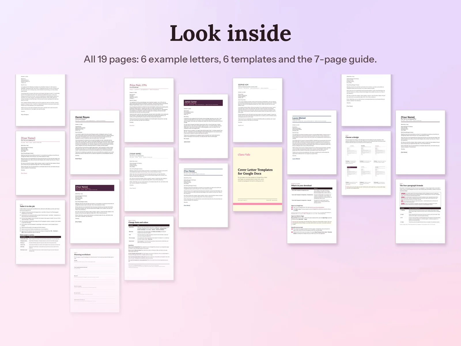 Cover Letter Templates for Google Docs: All 19 pages: 6 example letters, 6 templates and the 7-page guide