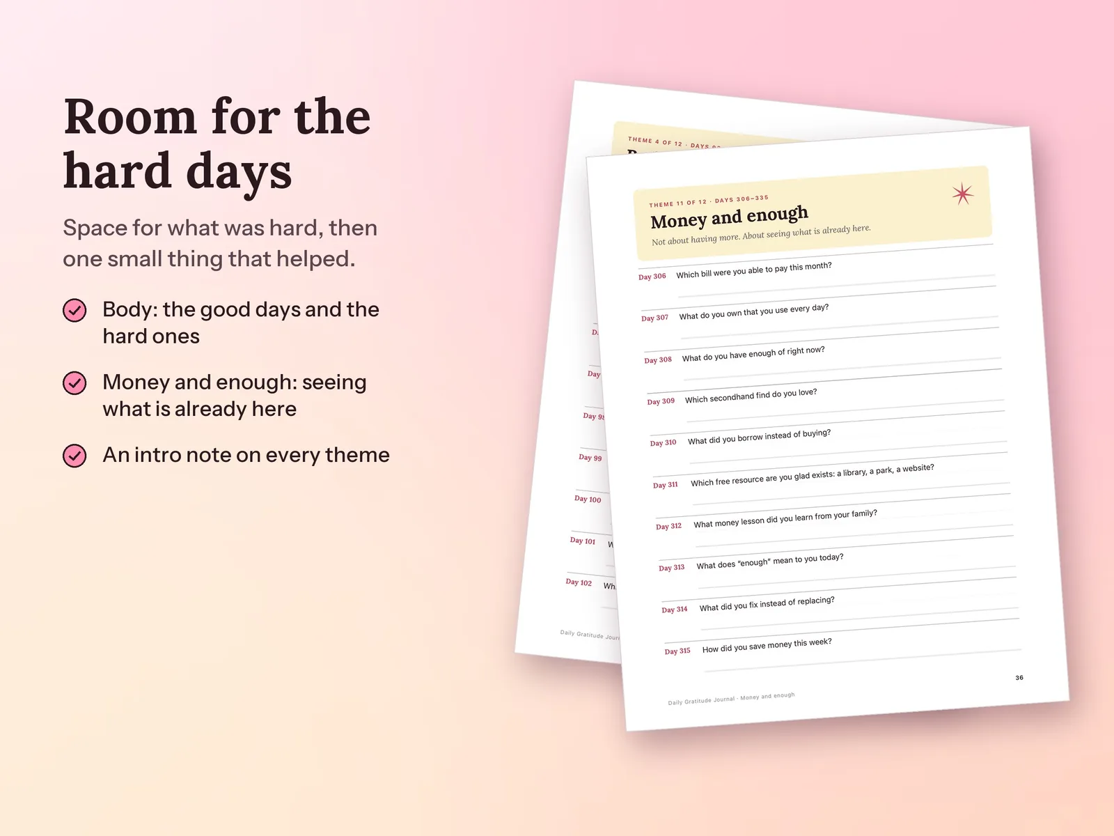 Gratitude Journal Prompts & Daily Journal: Room for the hard days