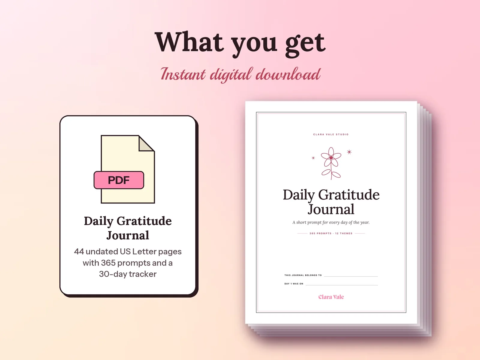 Gratitude Journal Prompts & Daily Journal: what you get in the download