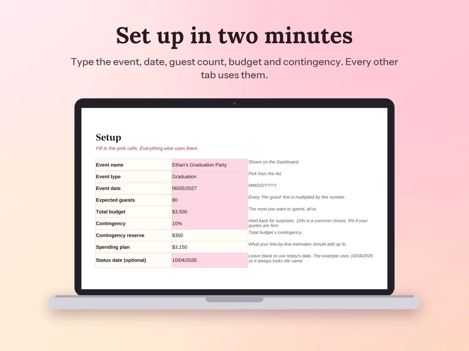 Event Budget Template & Payment Tracker: Set up in two minutes