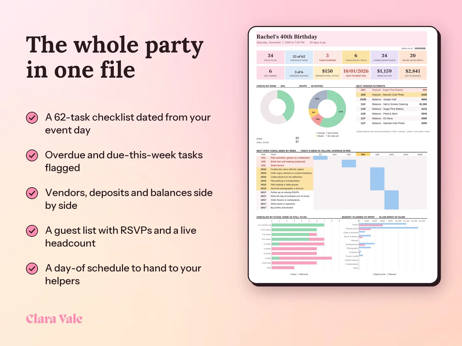 Event Planning Template & Guest List Tracker: The whole party in one file