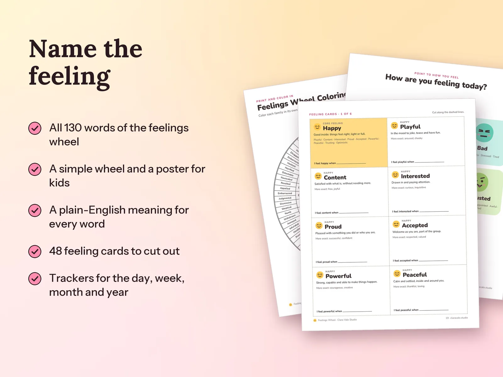 Feelings Wheel Printable Set: Name the feeling
