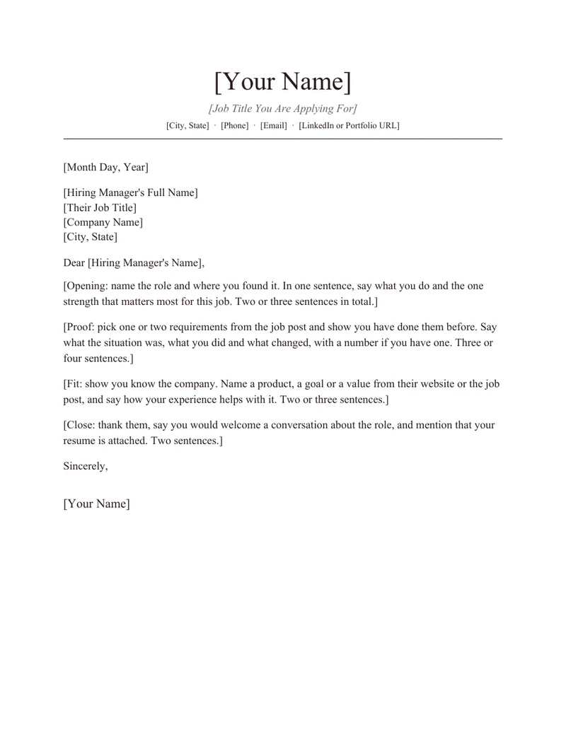 Classic template, one US Letter page