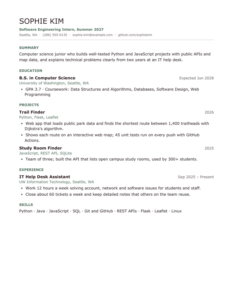 Minimal template, one US Letter page