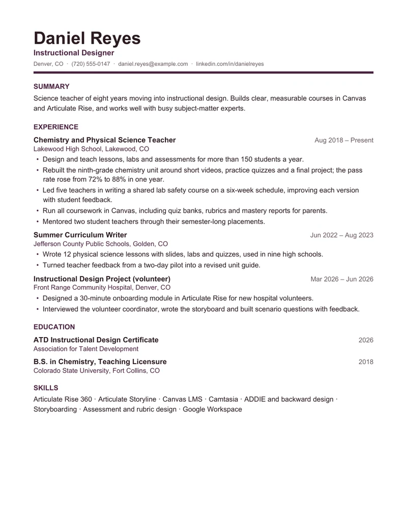 Modern template, one US Letter page