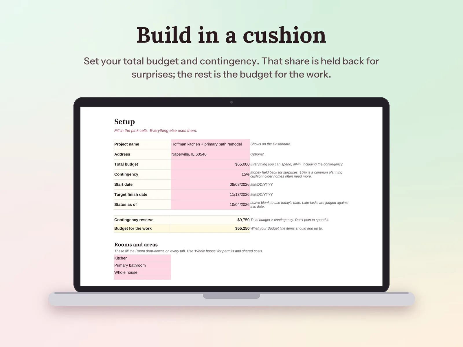 Home Renovation Budget & Remodel Planner: Build in a cushion