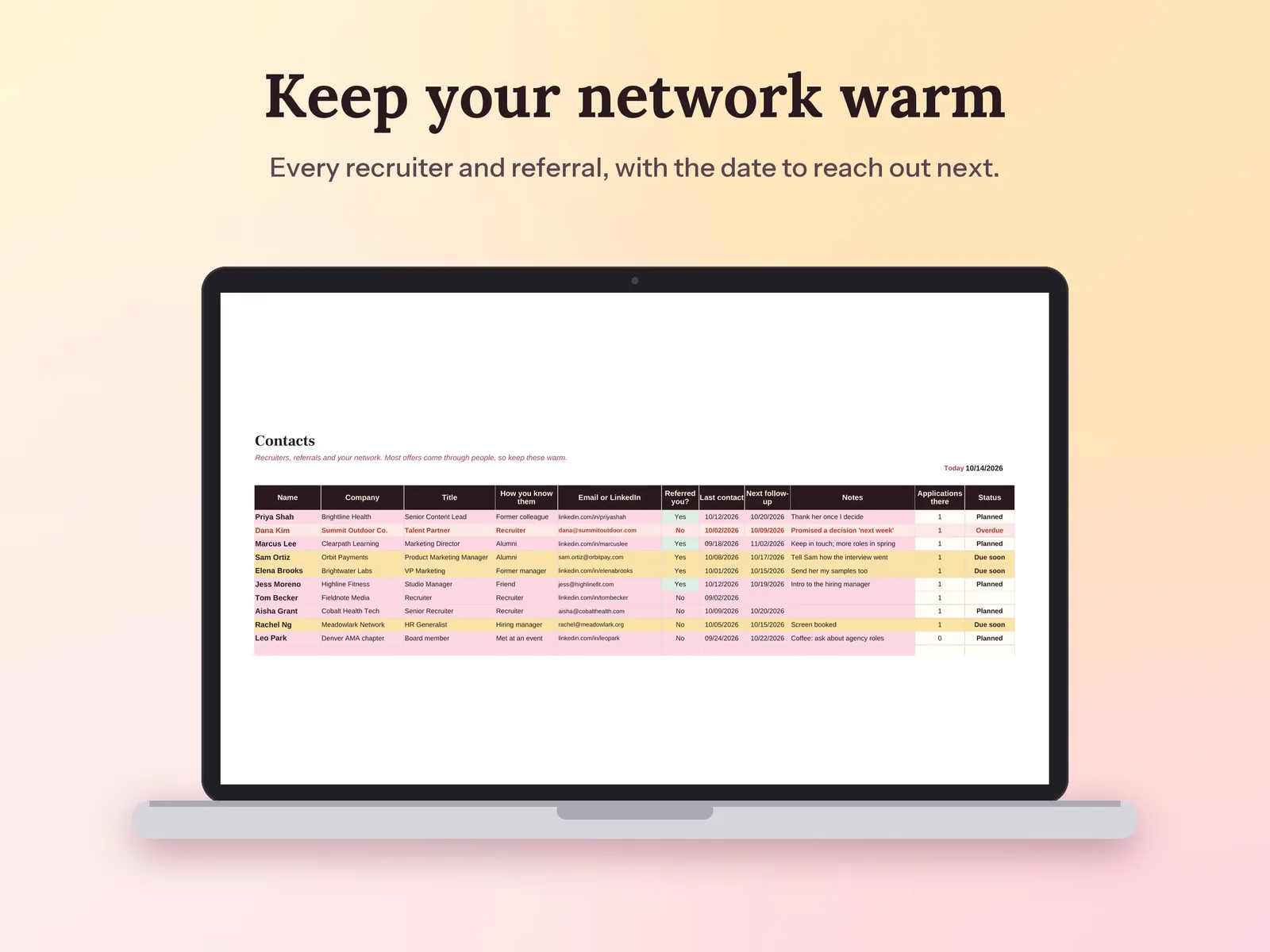 Job Application Tracker: Keep your network warm