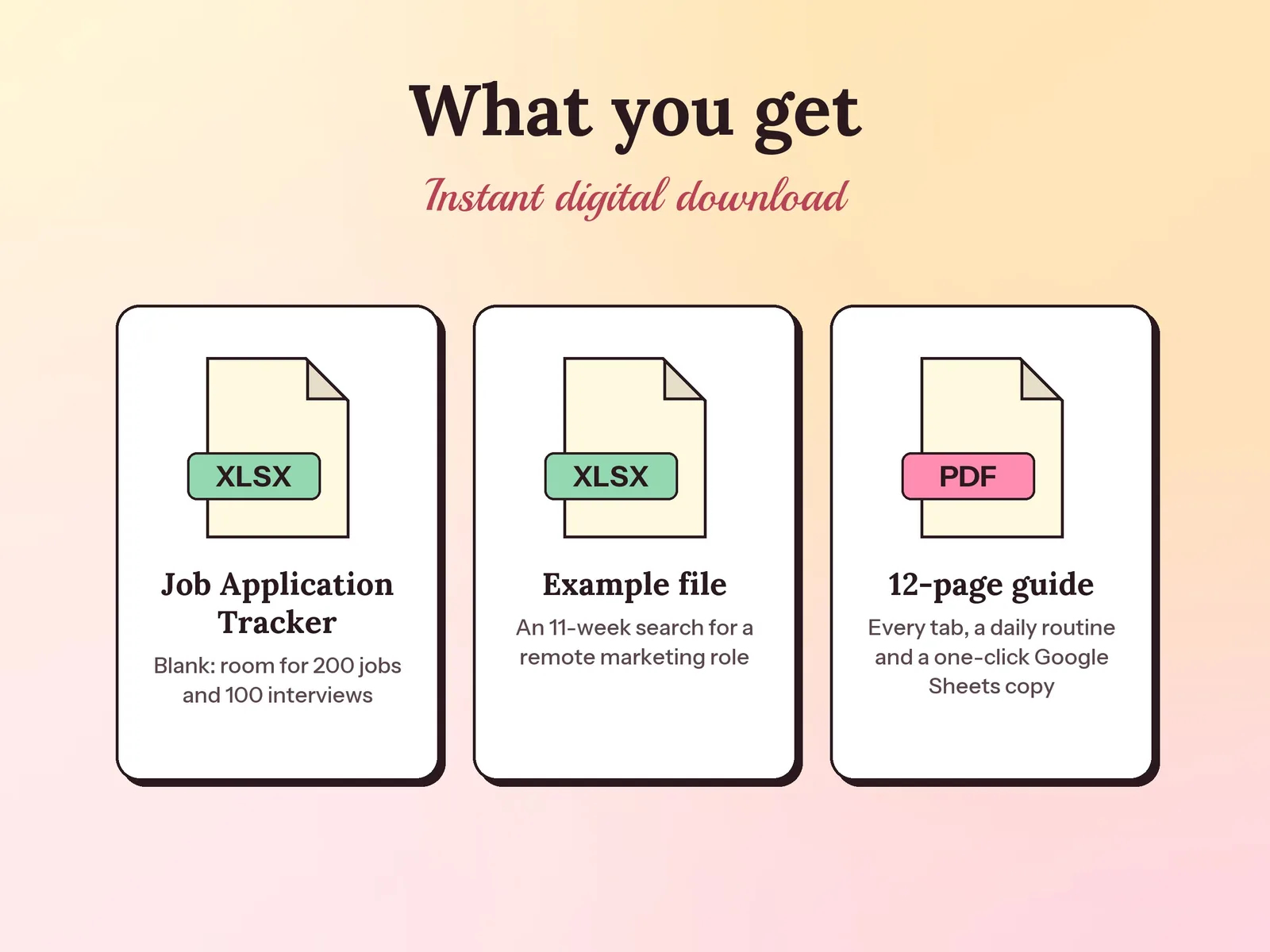 Job Application Tracker: what you get in the download