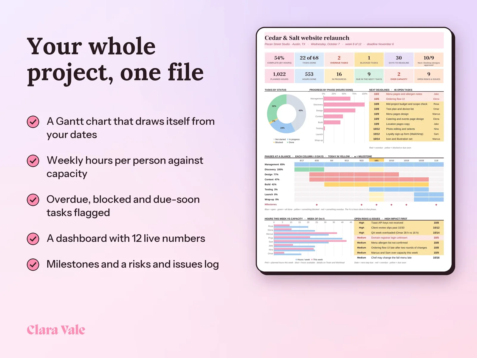 Project Planner & Gantt Chart Template: Your whole project, one file