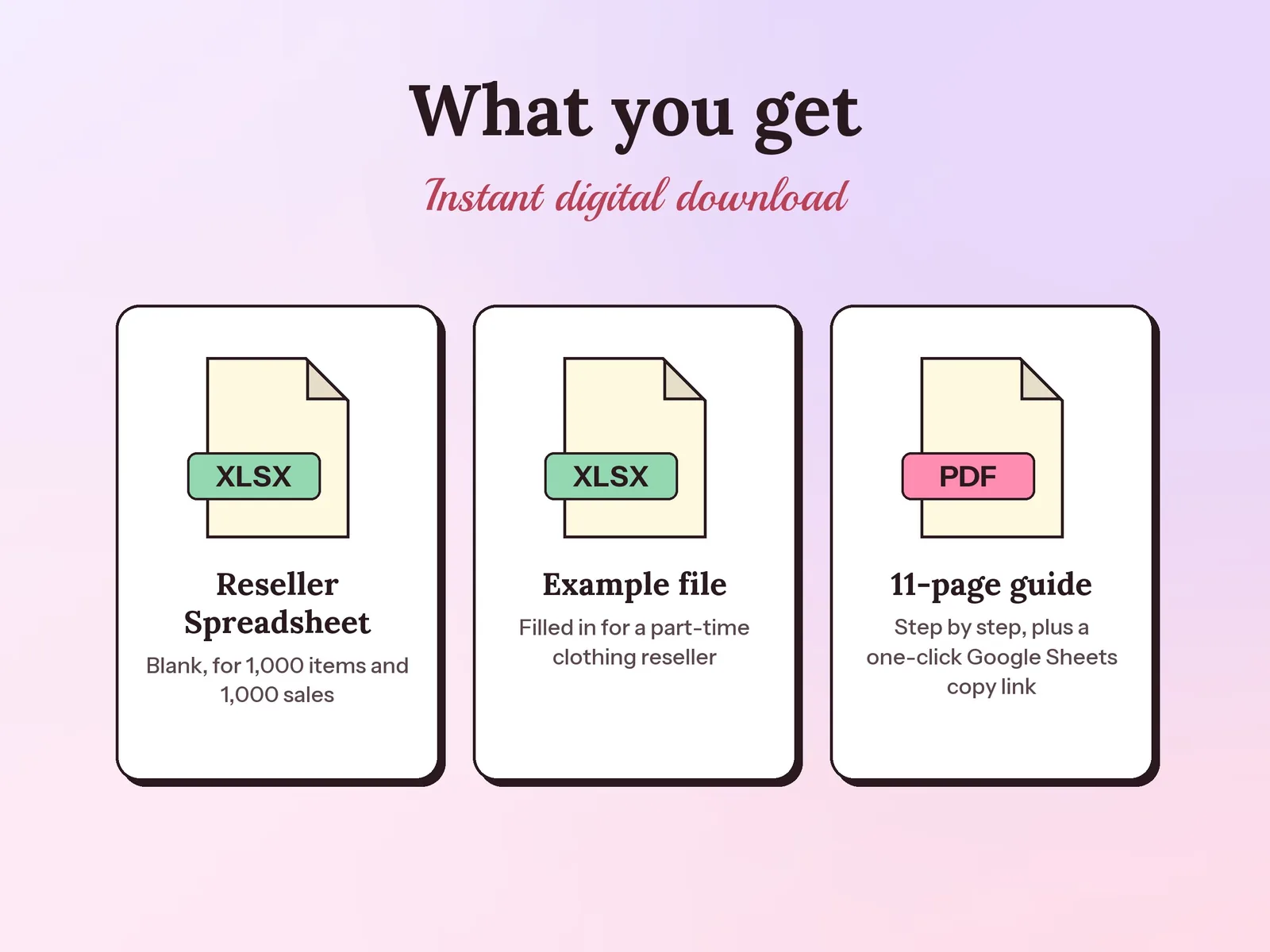 Reseller Spreadsheet & Inventory Tracker: what you get in the download