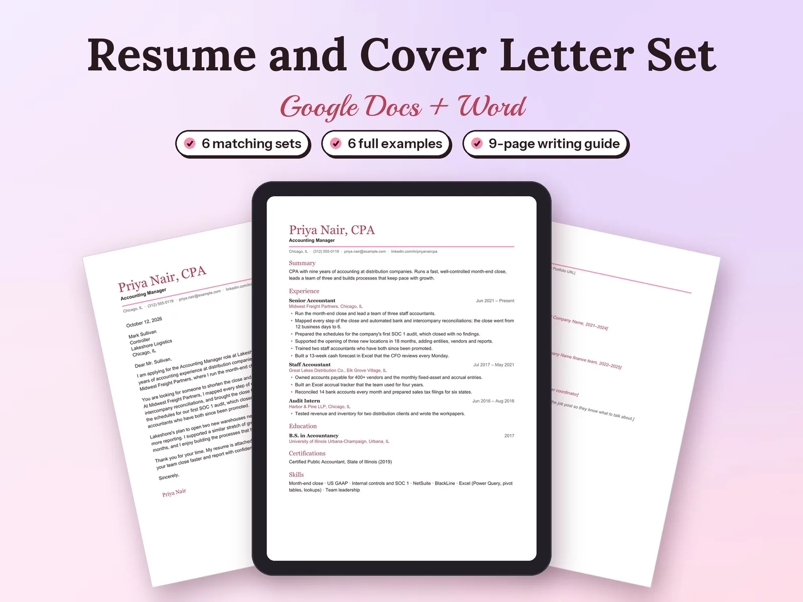 Resume and Cover Letter Templates for Google Docs: printed pages and a tablet