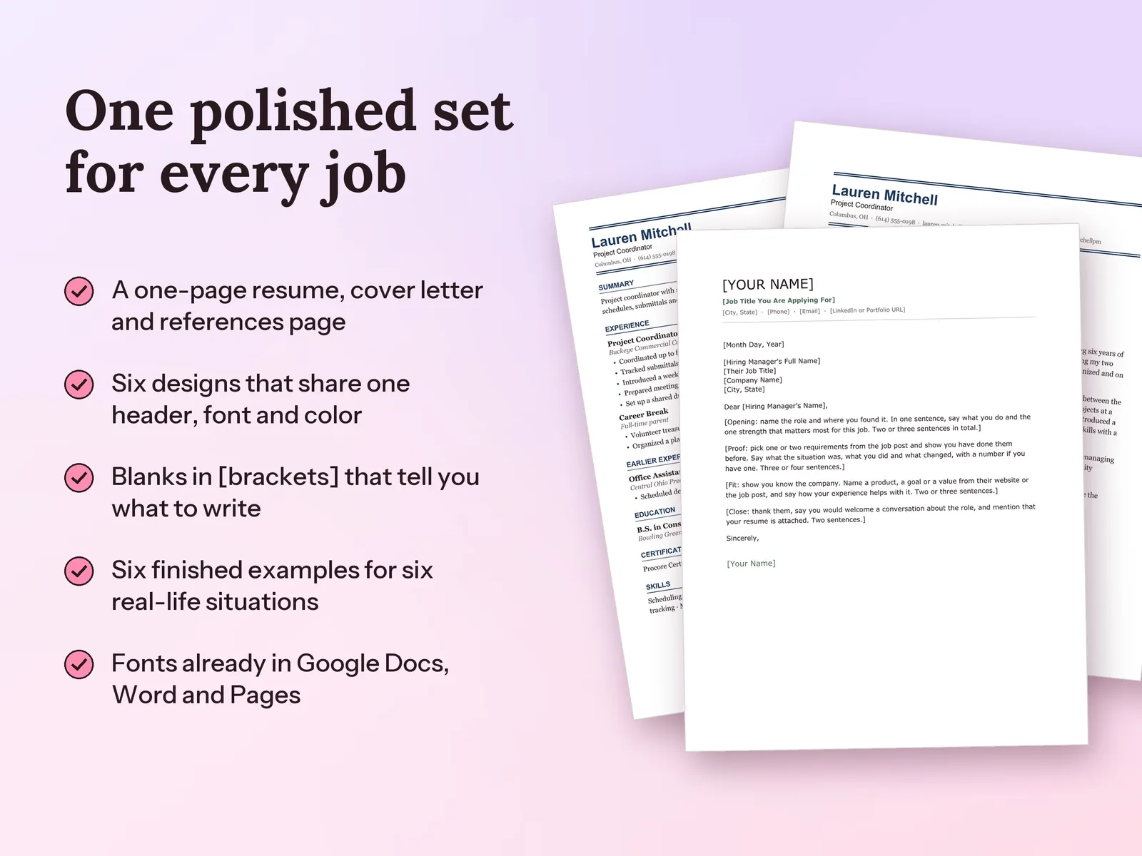 Resume and Cover Letter Templates for Google Docs: One polished set for every job