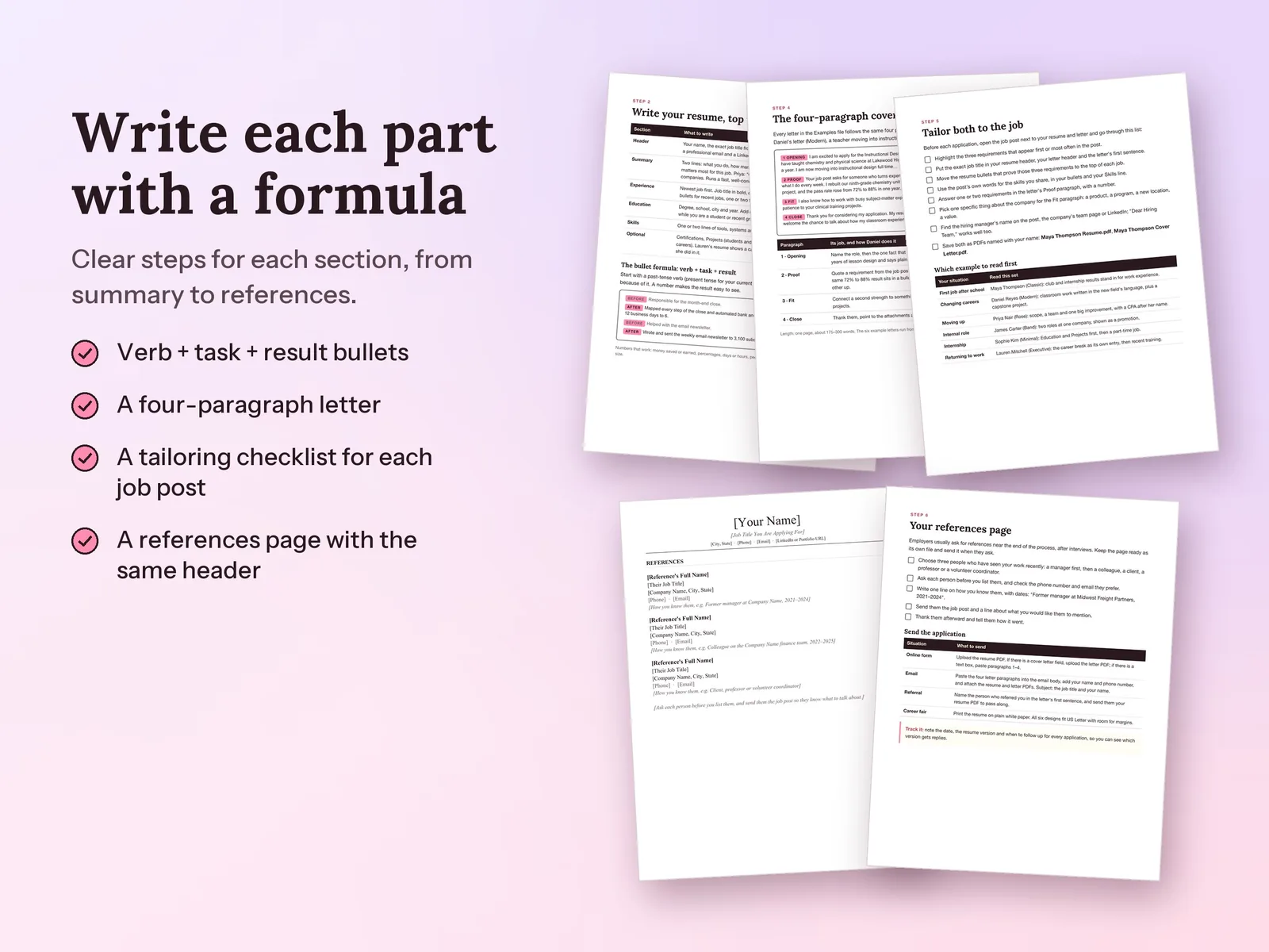 Resume and Cover Letter Templates for Google Docs: Write each part with a formula