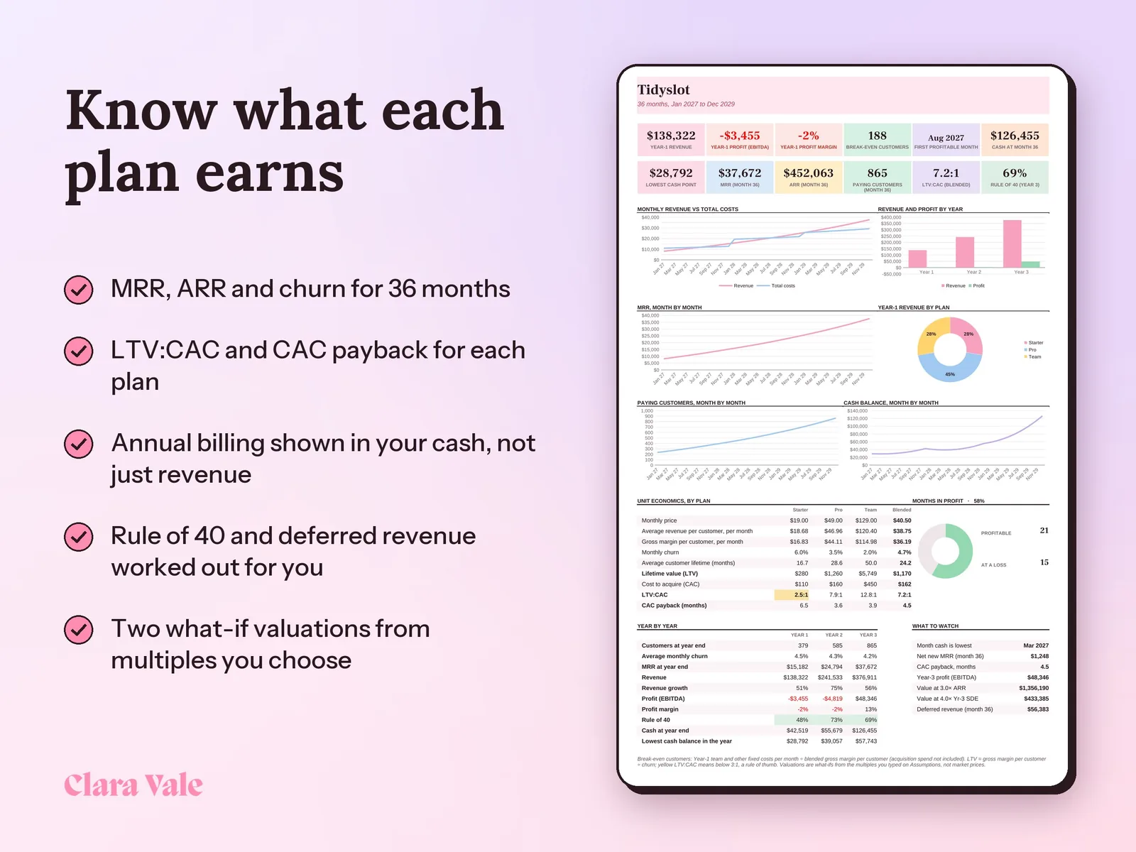 SaaS Financial Model & Startup Forecast: Know what each plan earns