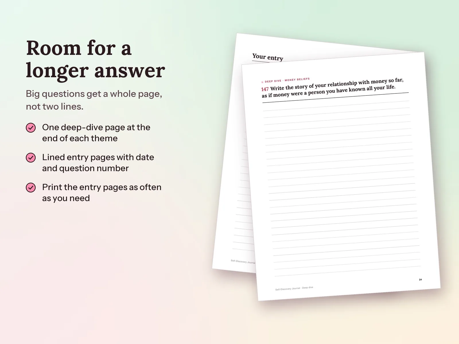 Self-Discovery Journal Prompts & Deep Questions: Room for a longer answer
