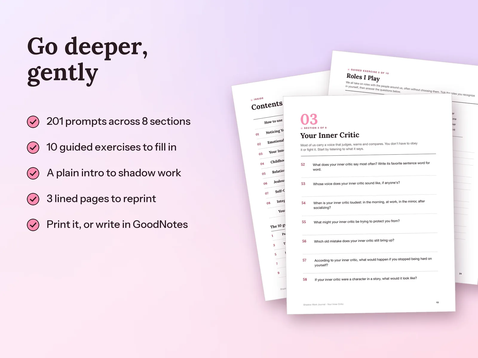 Shadow Work Journal Prompts & Exercises: Go deeper, gently