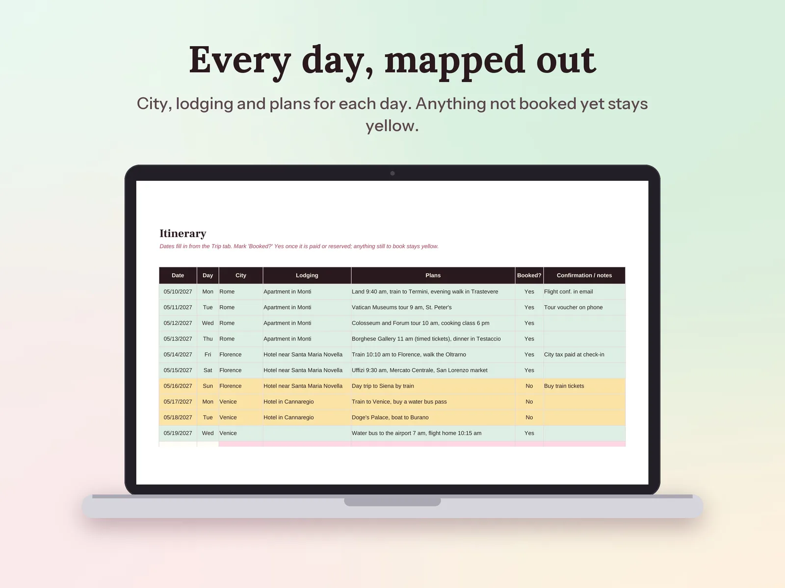 Travel Budget Planner & Trip Expense Tracker: Every day, mapped out