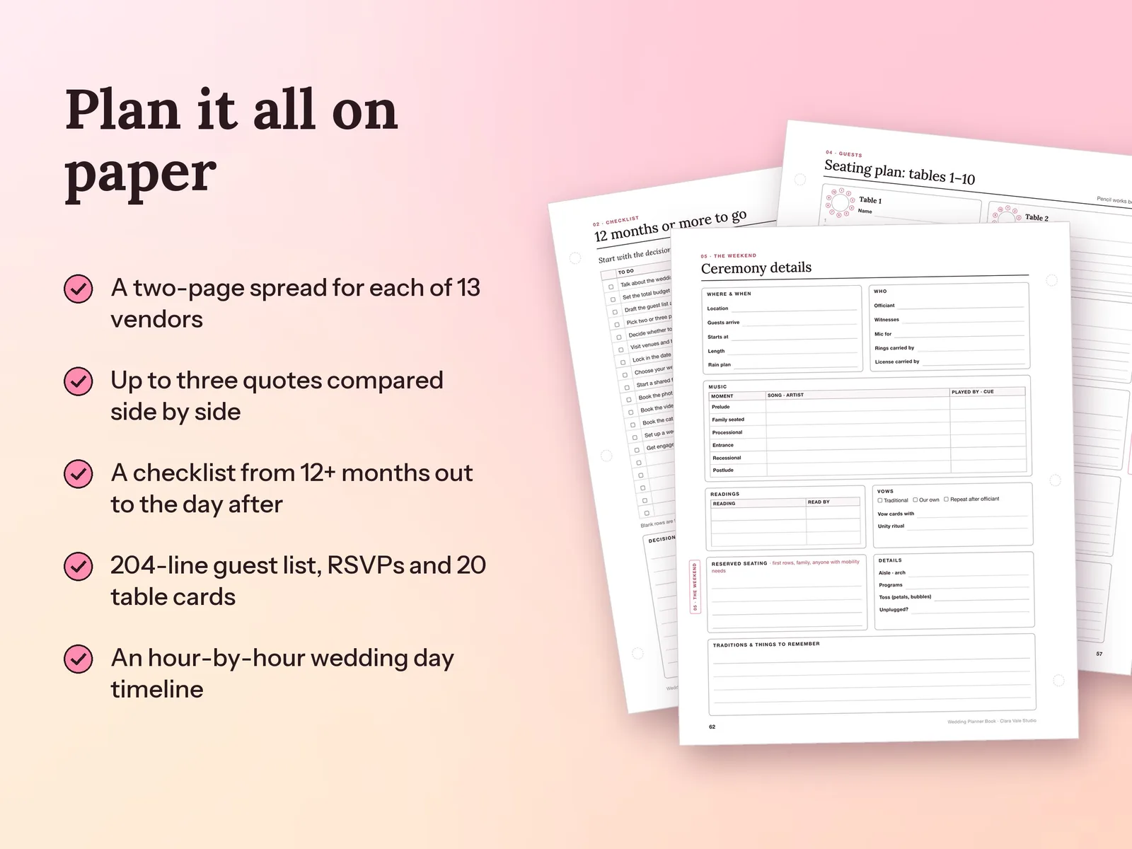 Printable Wedding Planner Book & Binder: Plan it all on paper