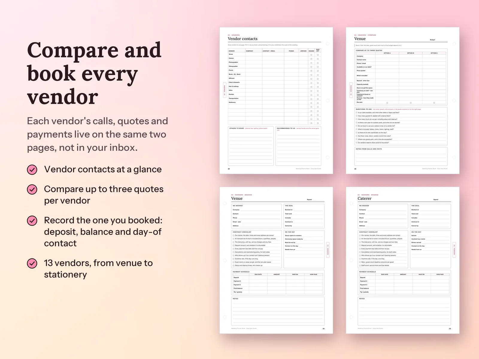 Printable Wedding Planner Book & Binder: Compare and book every vendor
