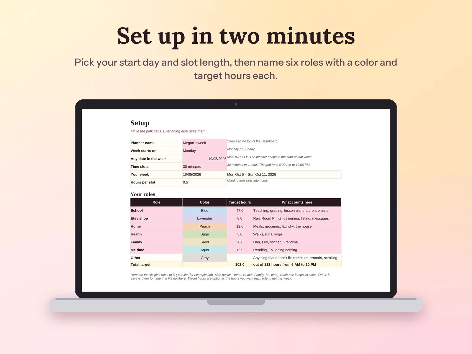 Weekly Planner Template & Time Tracker: Set up in two minutes