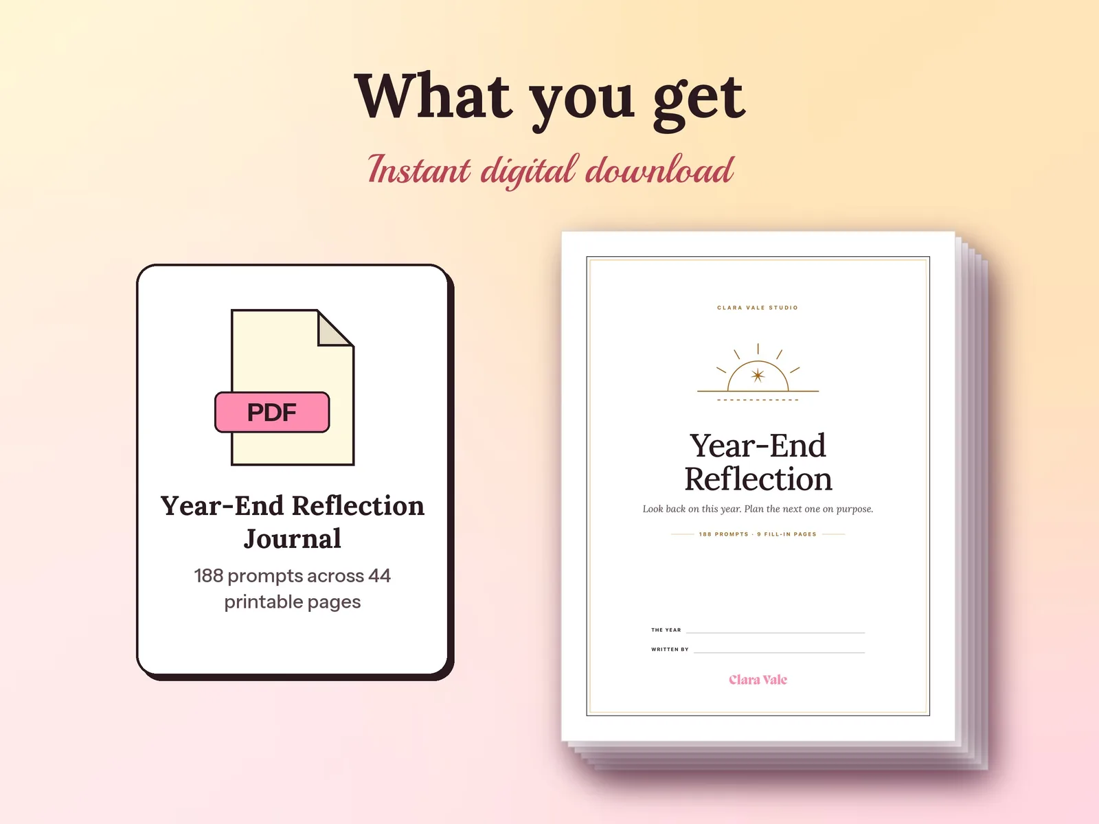 Year-End Reflection Questions & New Year Prompts: what you get in the download