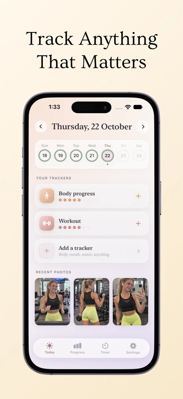 Track anything that matters: today’s trackers for body progress and workouts, with recent progress photos
